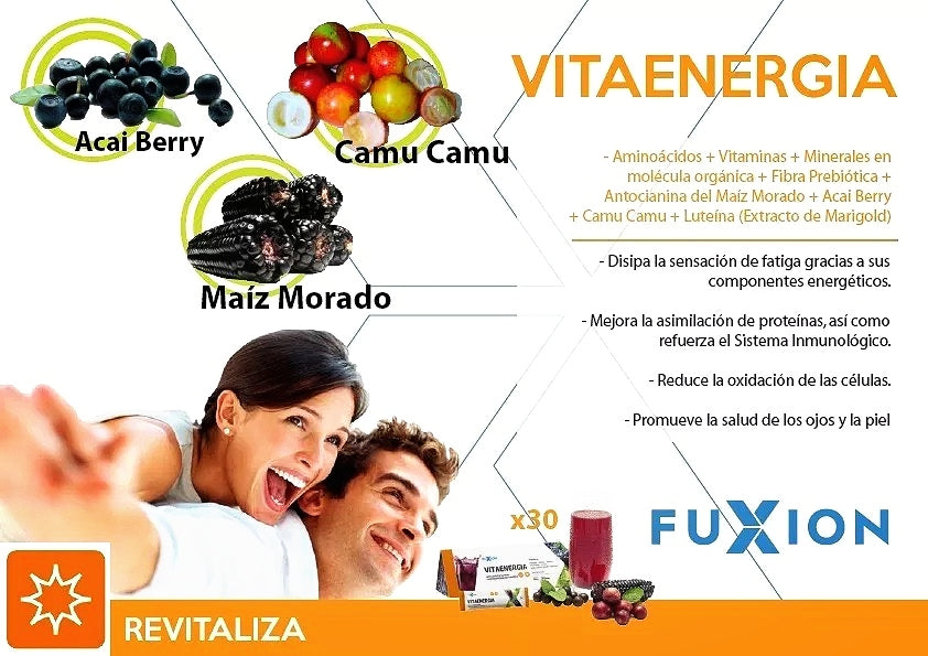 Vitaenergía Fuxion Vitaminas, Minerales, Antioxidantes, Aminoácidos - 30 Sobres