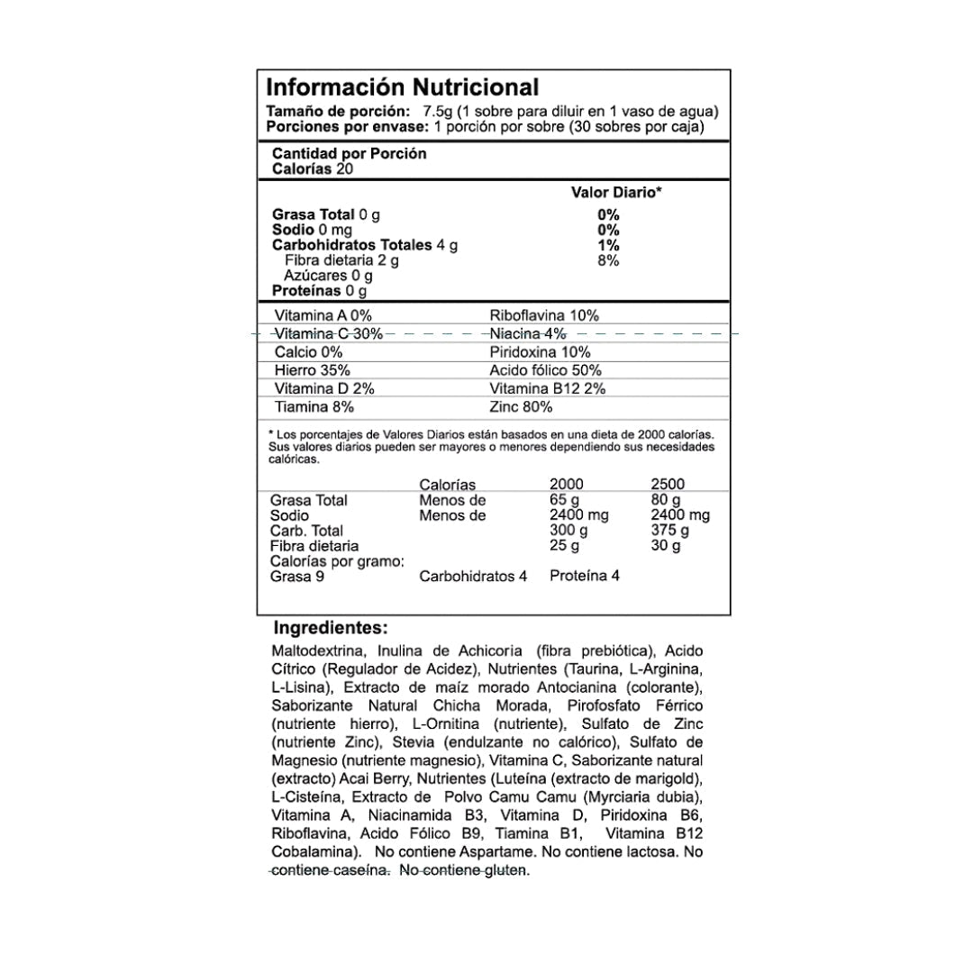 Vitaenergía Fuxion Vitaminas, Minerales, Antioxidantes, Aminoácidos - 30 Sobres