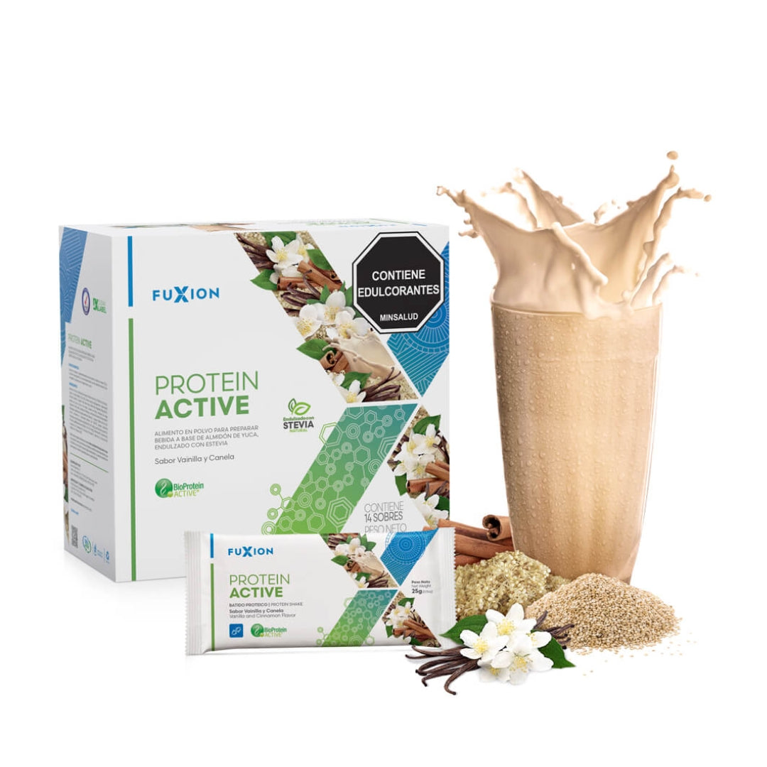 Proteína Activa Vegetal Fuxion Nutrición Completa y Alta Absorción Sabor Vainilla y Canela - 14 Sobres