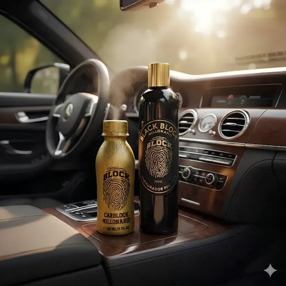 Perfume Para Carro Carblock + Restaurador De Partes Negras Blackblock