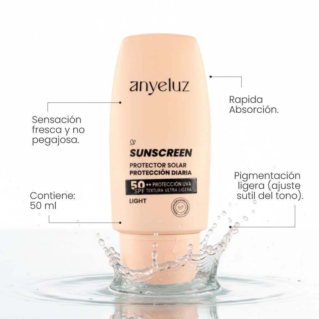 Protector Solar SPF50+ Con Proteccin UVA (Tono Ligth) - Anyeluz