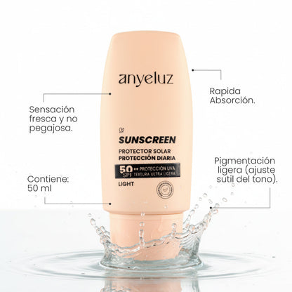 Protector Solar SPF50+ Con Proteccin UVA (Tono Ligth) - Anyeluz