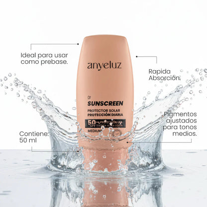 Protector Solar SPF50+ Con Proteccion UVA/UVB (Tono Medium) - Anyeluz