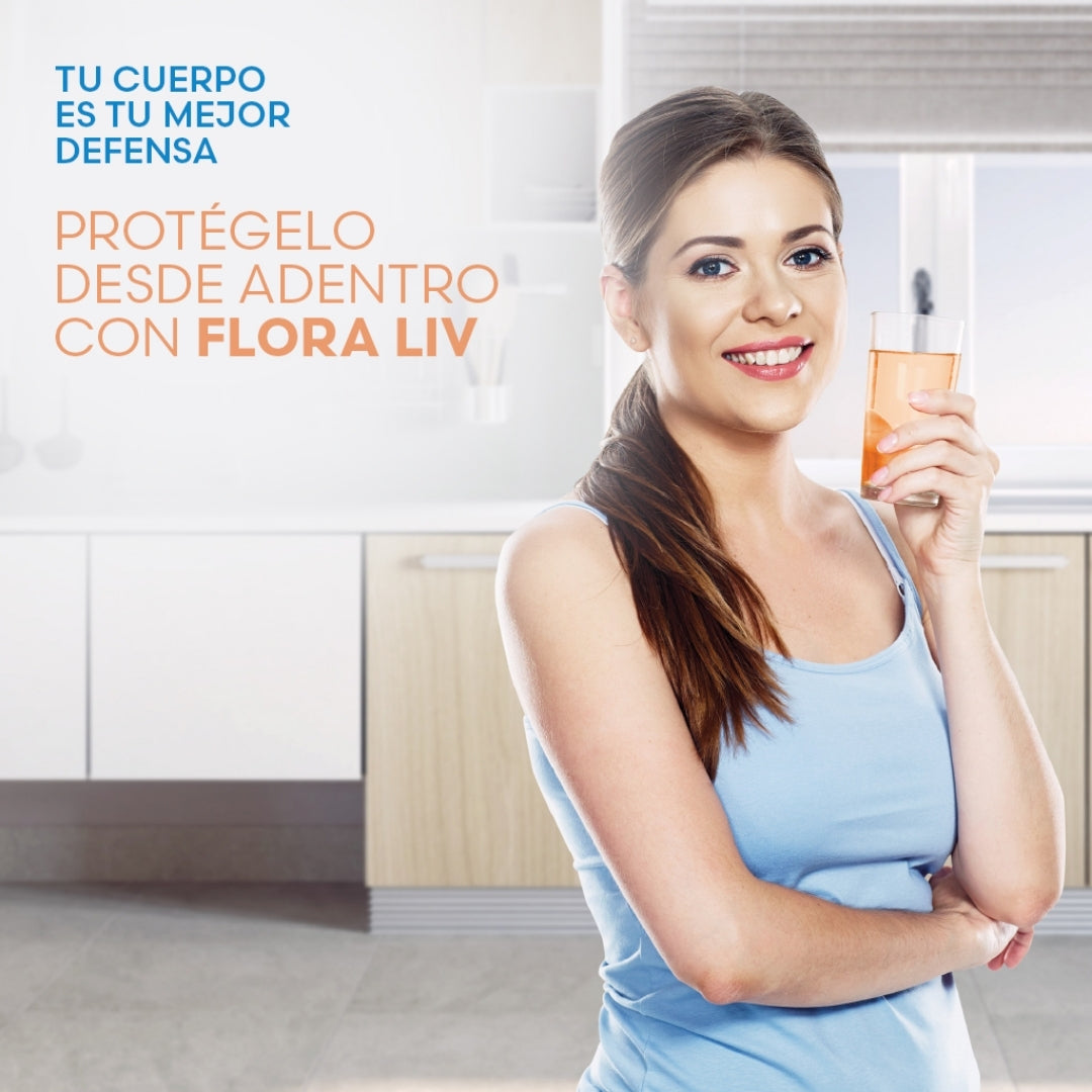 Flora Liv Fuxion Probióticos y Fibra Prebiótica para la Salud Digestiva - 28 sobres
