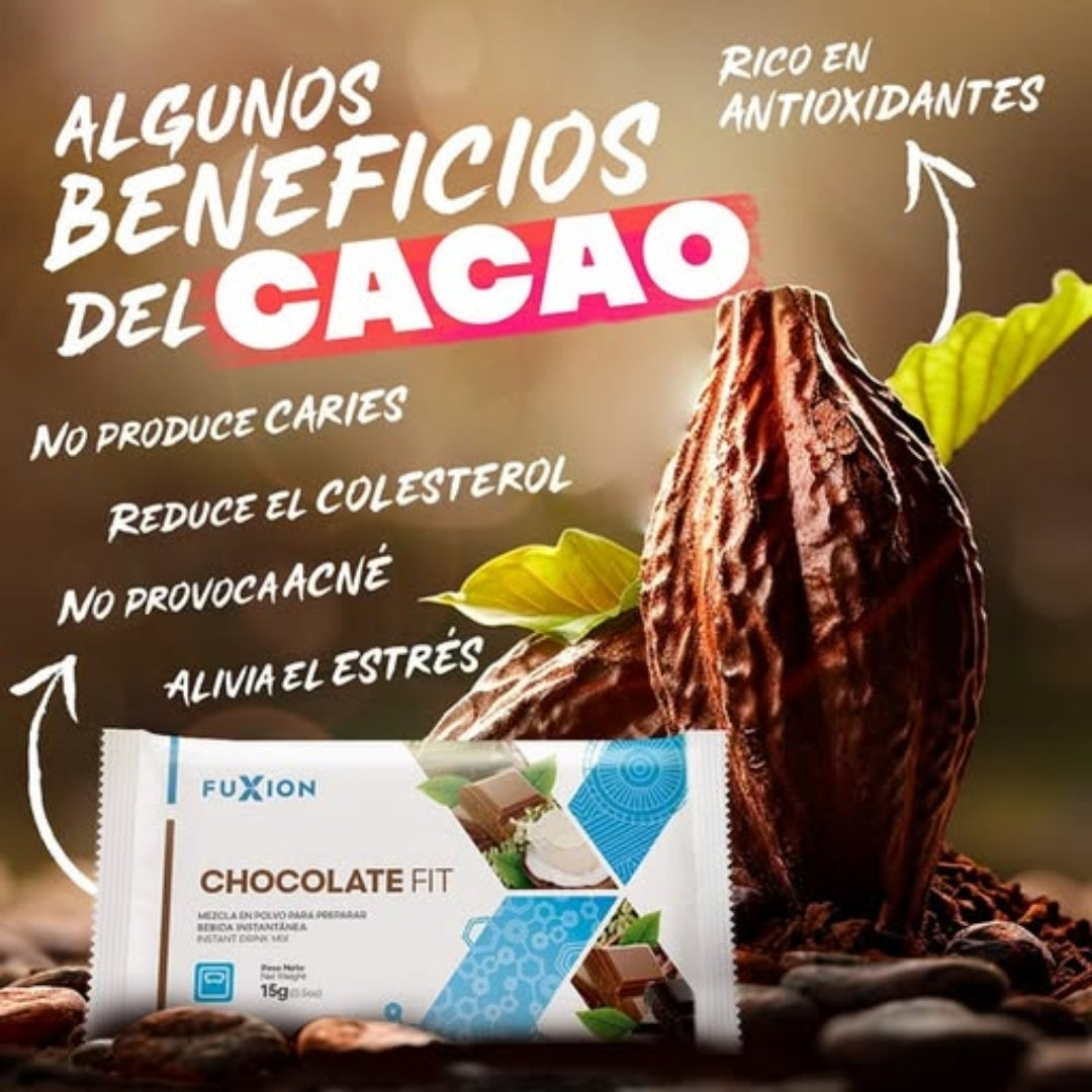 Chocolate Fit Fuxion Reduce Medidas y Ansiedad De Comer - 14 Sobres