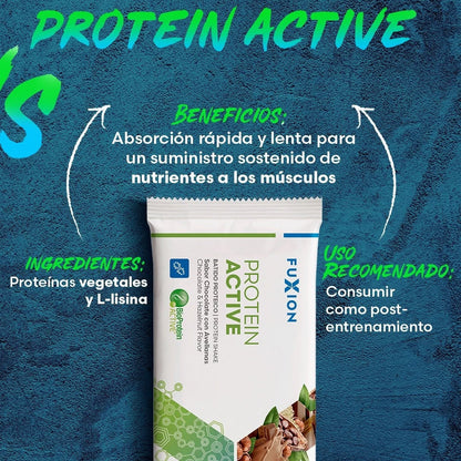 Proteína Activa Vegetal Fuxion Nutrición Completa y Alta Absorción Sabor Vainilla y Canela - 14 Sobres