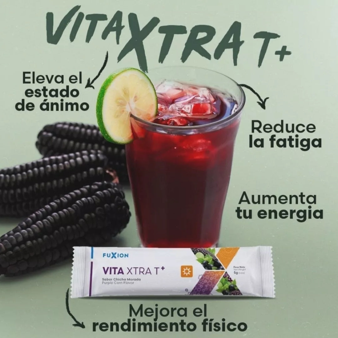 Vita Xtra T+ Fuxion Energizante Natural Con Vitaminas - 28 Sobres