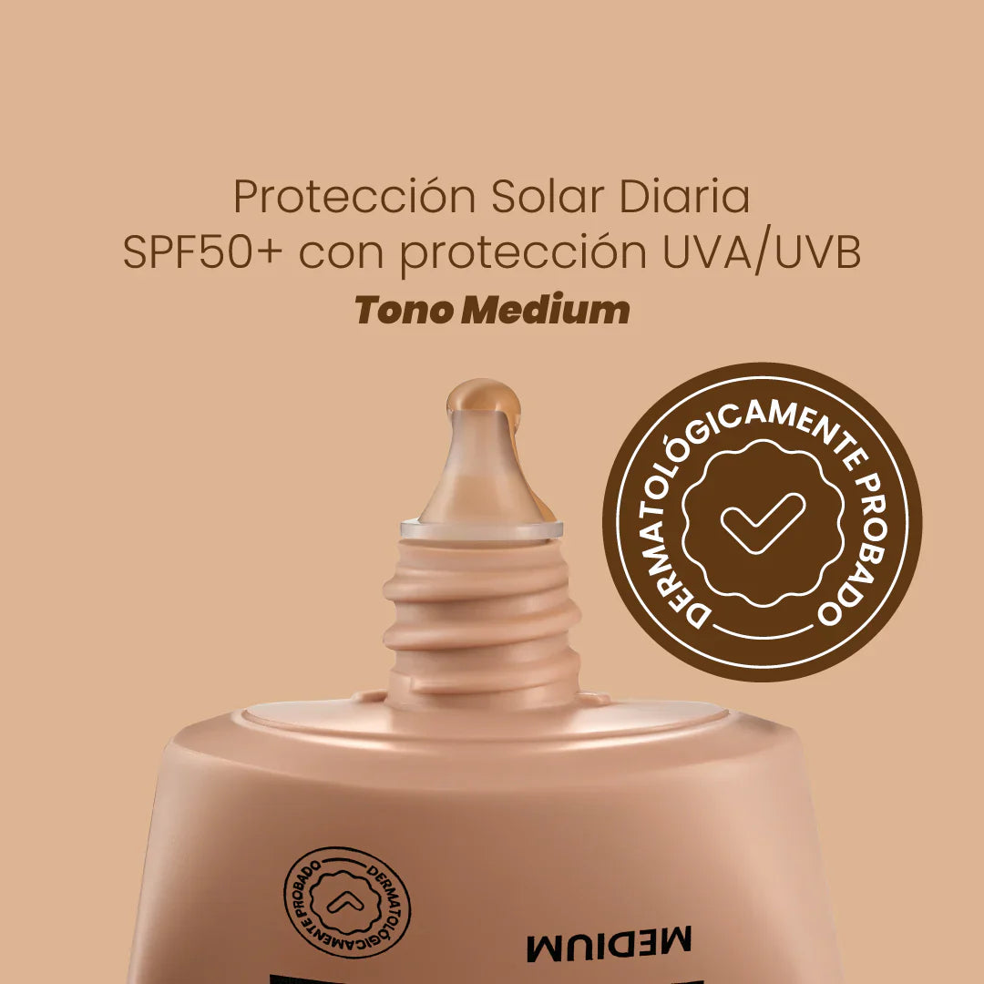 Protector Solar SPF50+ Con Proteccion UVA/UVB (Tono Medium) - Anyeluz