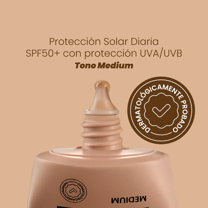 Protector Solar SPF50+ Con Proteccion UVA/UVB (Tono Medium) - Anyeluz