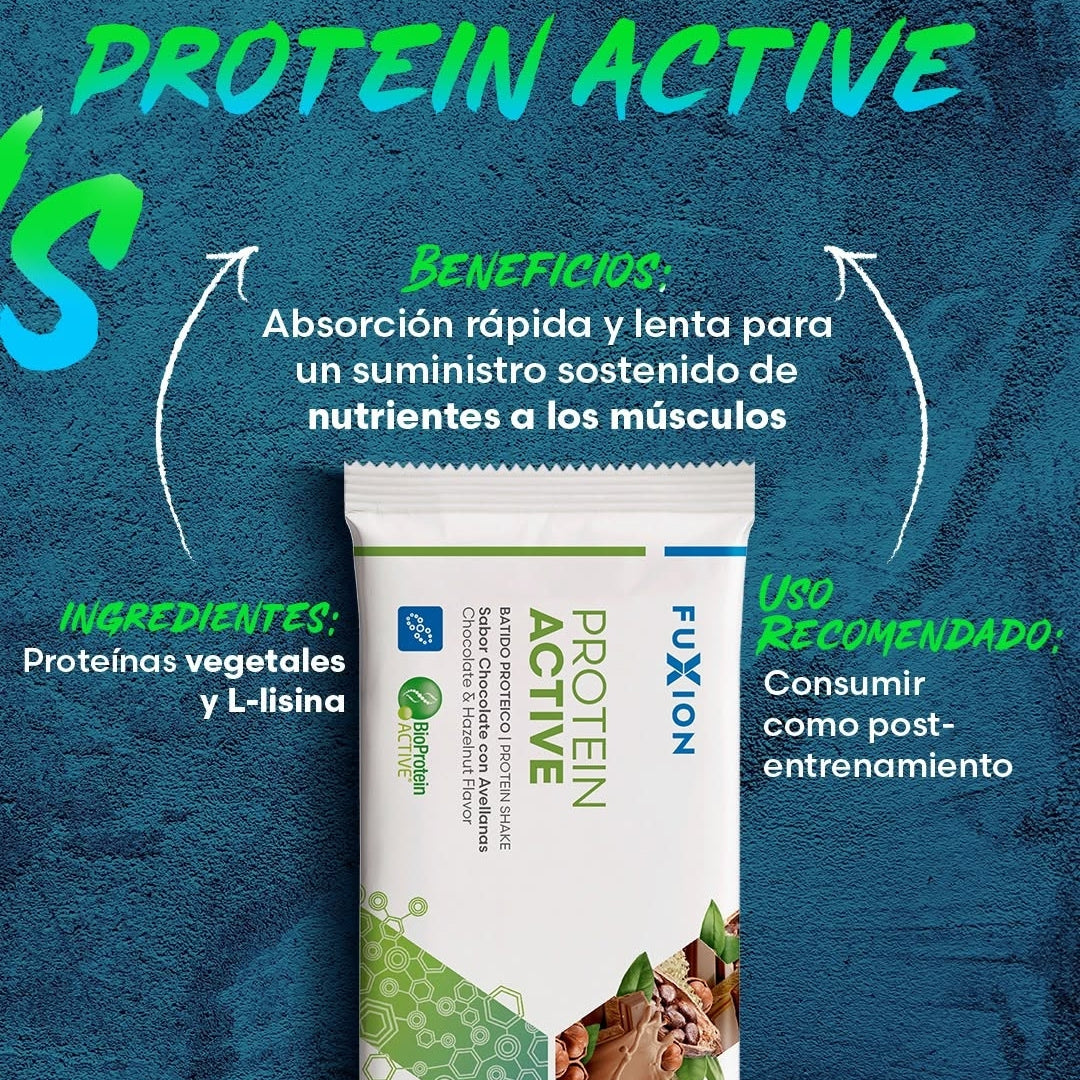 Proteína Activa Vegetal Fuxion Nutrición Completa y Alta Absorción Sabor Chocolate - 14 Sobres