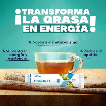 Termo T3 Fuxion Quemador De Grasa Y Control De Peso - 7 Sobres
