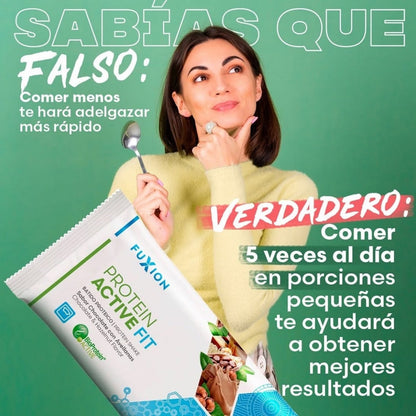 Proteína Activa Fit Fuxion Control de Peso y Saciedad con Proteína Vegetal Sabor Chocolate - 14 Sobres