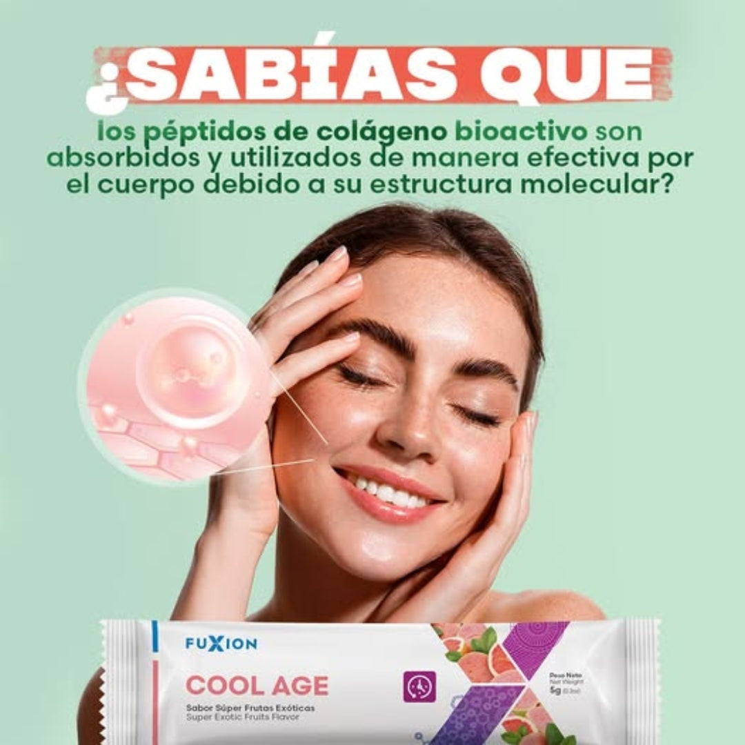 Colágeno Cool Age Fuxion Apoyo Nutricional para la Piel, Cabello y Uñas - 28 Sobres