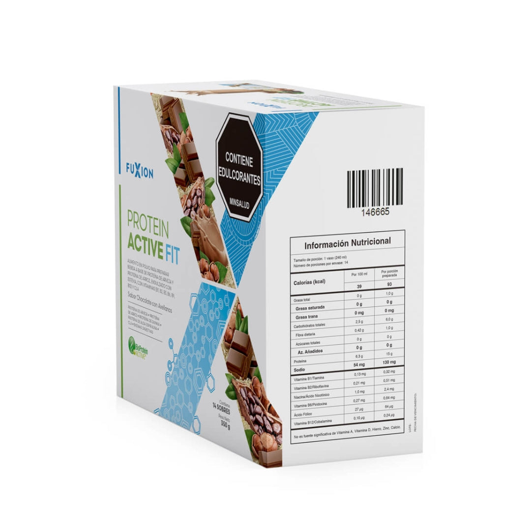 Proteína Activa Fit Fuxion Control de Peso y Saciedad con Proteína Vegetal Sabor Chocolate - 14 Sobres