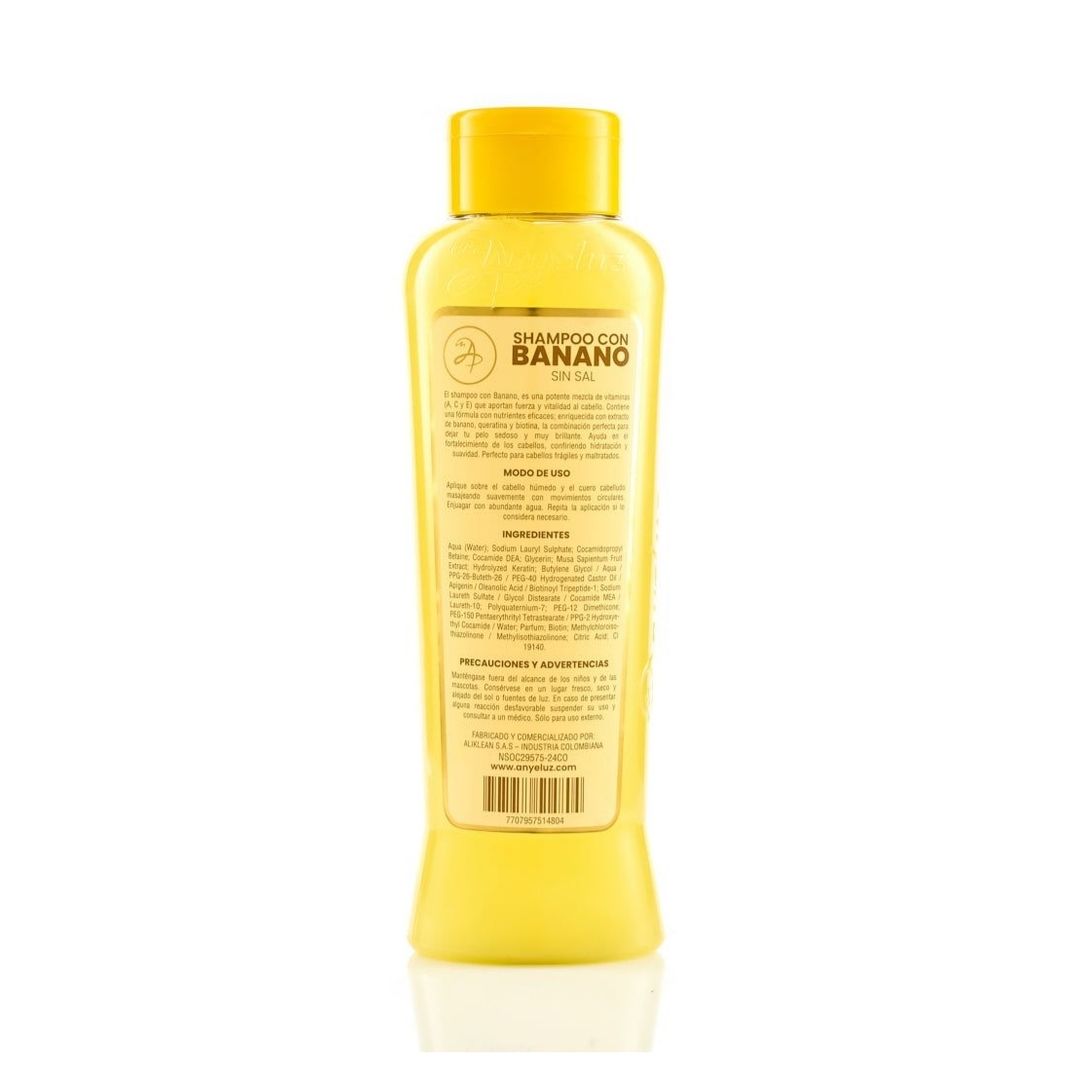Shampoo Con Banano Fortalecer, Nutre y Revitaliza El Cabello Frágil - Anyeluz