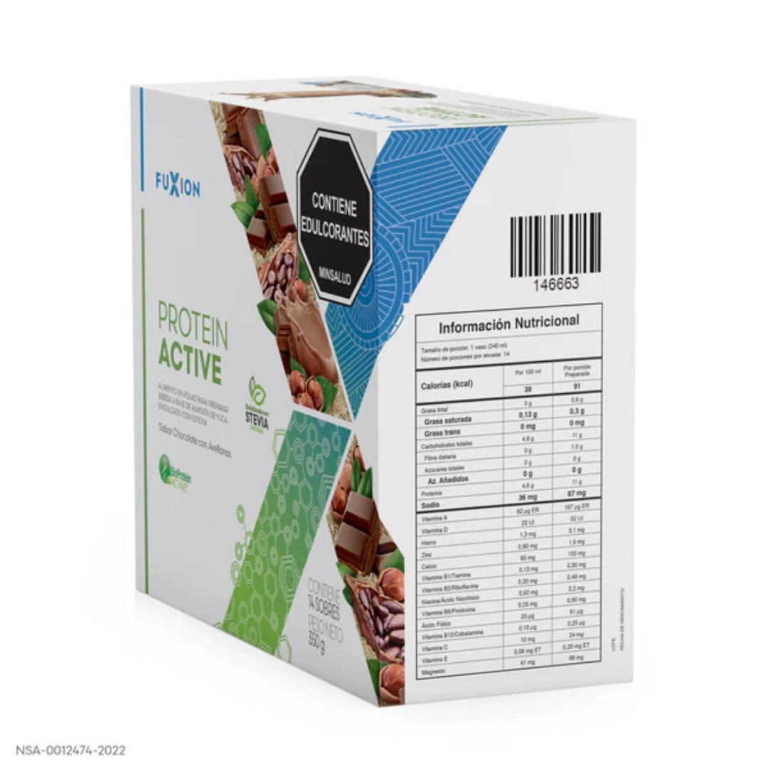 Proteína Activa Vegetal Fuxion Nutrición Completa y Alta Absorción Sabor Chocolate - 14 Sobres