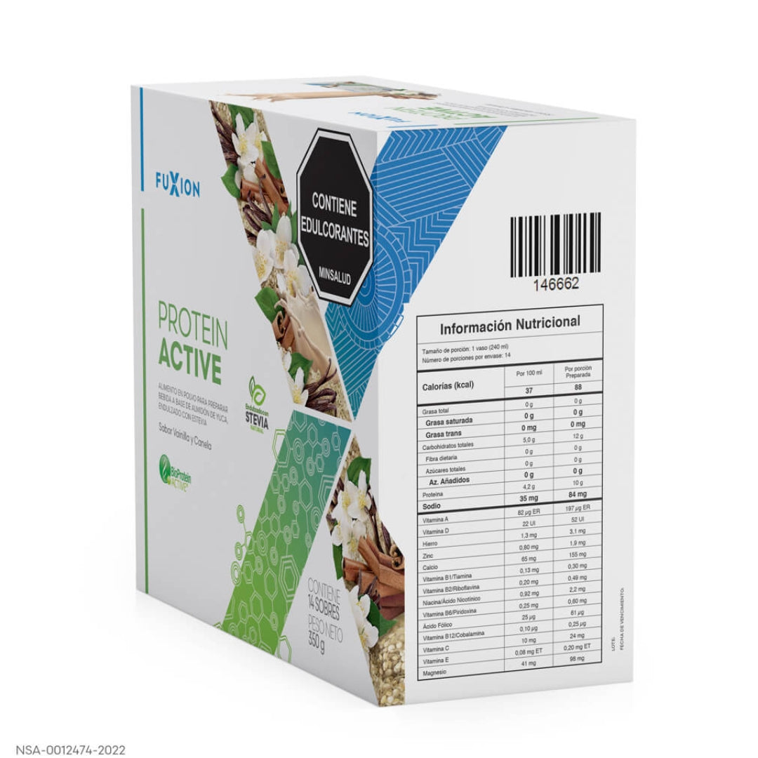Proteína Activa Vegetal Fuxion Nutrición Completa y Alta Absorción Sabor Vainilla y Canela - 14 Sobres