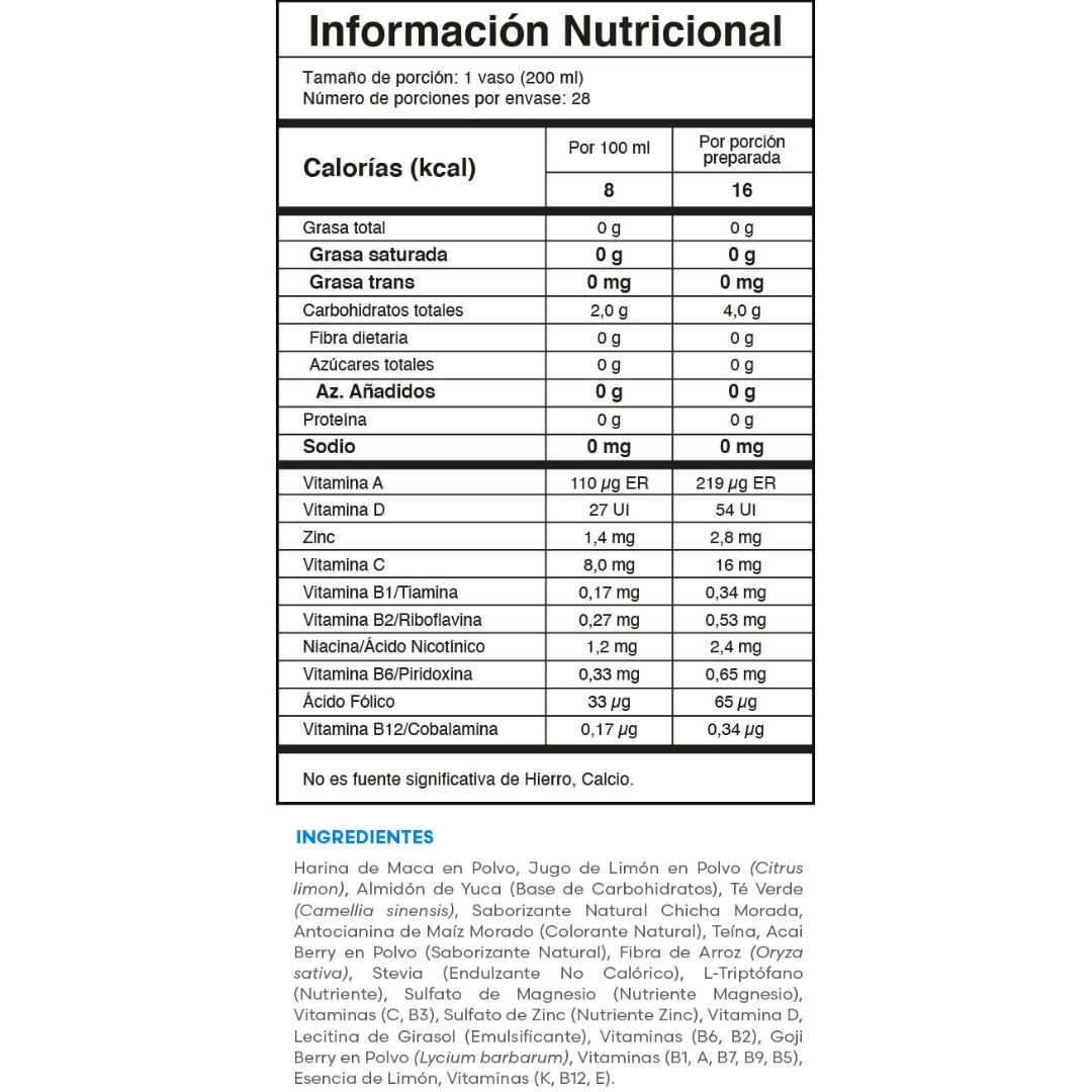 Vita Xtra T+ Fuxion Energizante Natural Con Vitaminas - 28 Sobres